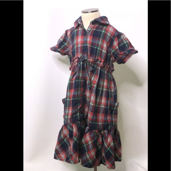 ❤️ Ralph Lauren Plaid Short Sleeve Flannel Dress 6X - Picture 1 of 5